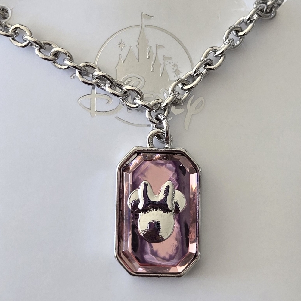 Minnie Silver Chain Necklace with Pink Pendant - Picture 1 of 15